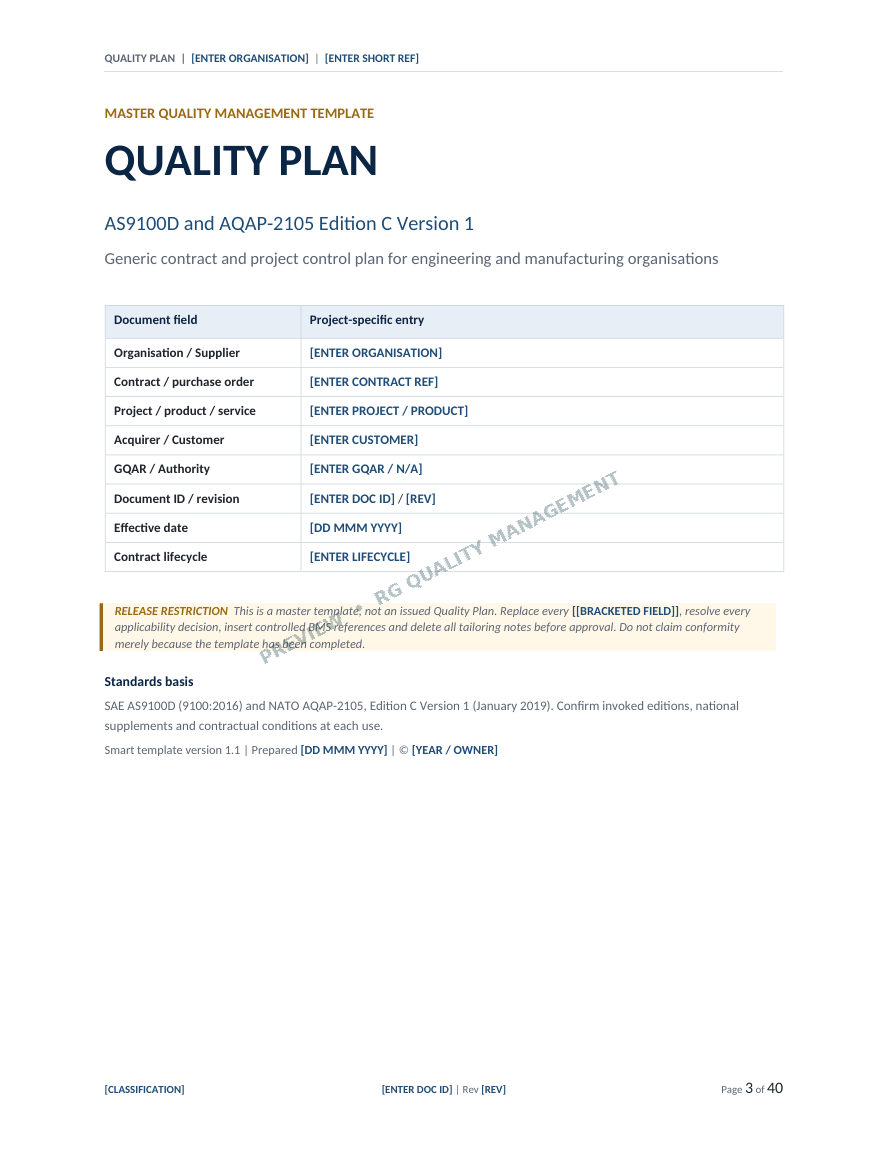 Quality Plan cover